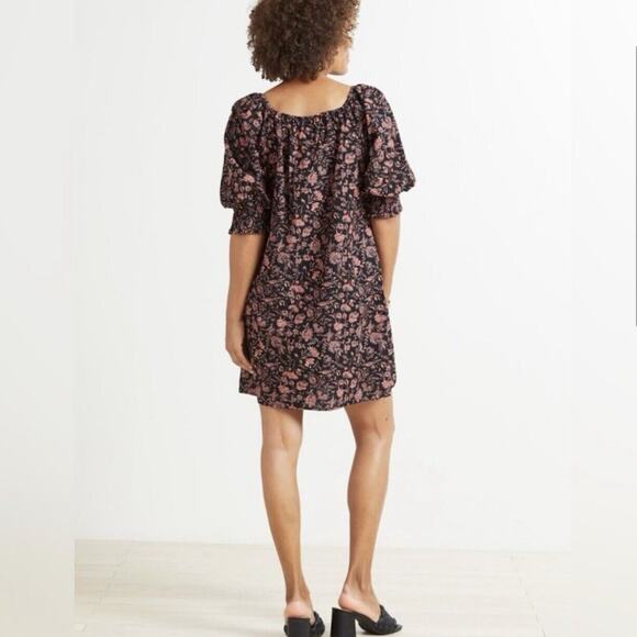 Roan + Ryan Evereve Black Floral Short Sleeve Dress Medium - Picture 3 of 7